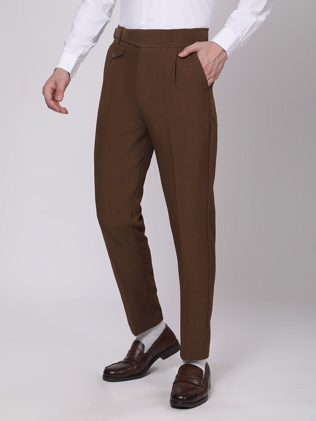 Brown Gurkha Style Dress Trousers