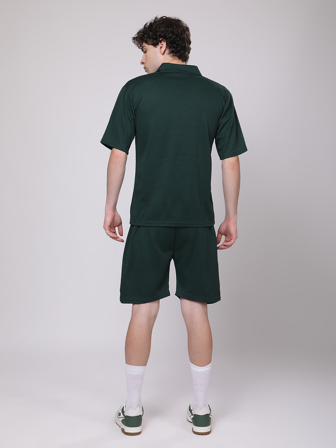 Aqua Blue Half-Zip Polo T-Shirt & Shorts Co-Ord Set