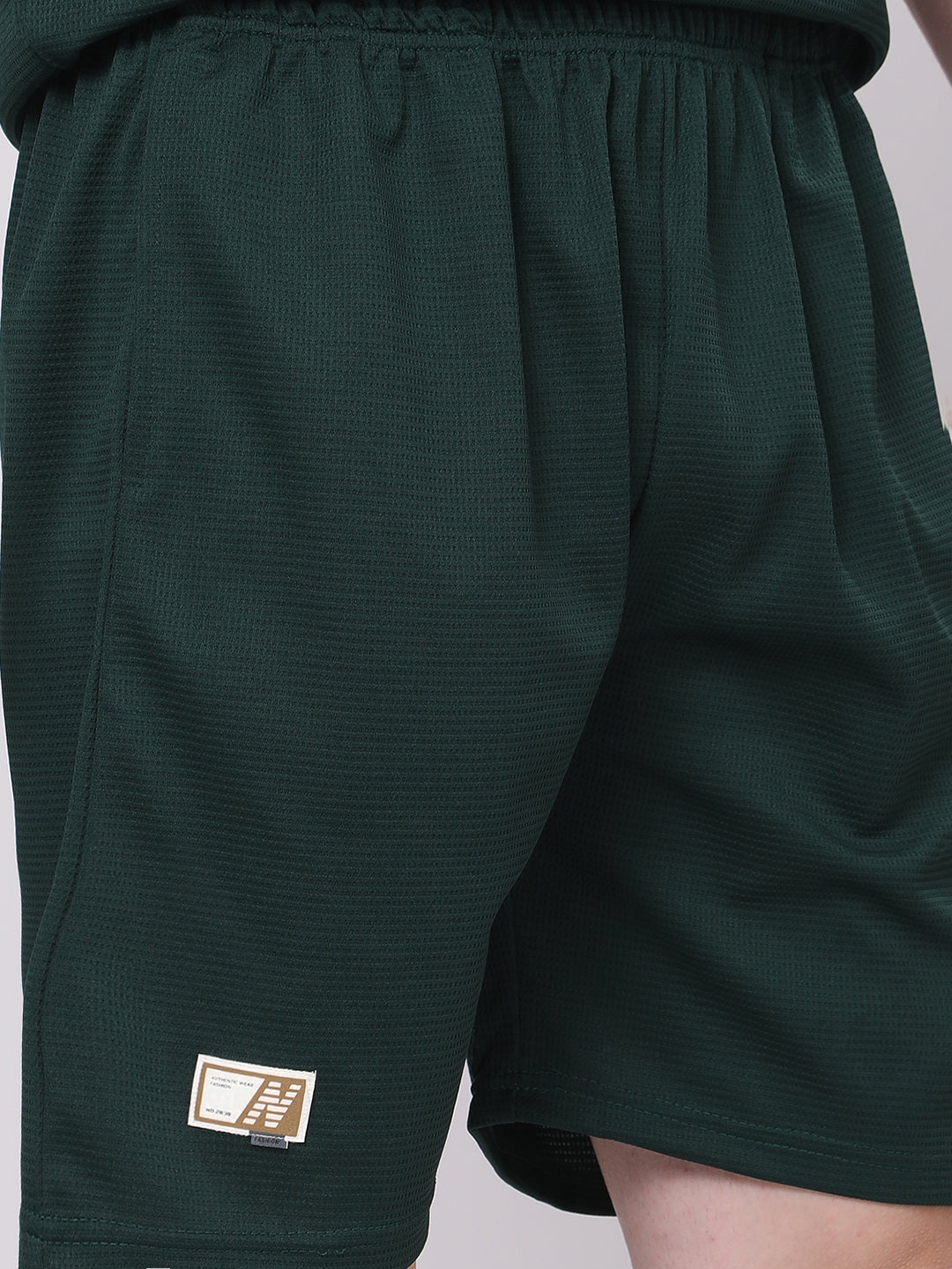 Aqua Blue Half-Zip Polo T-Shirt & Shorts Co-Ord Set