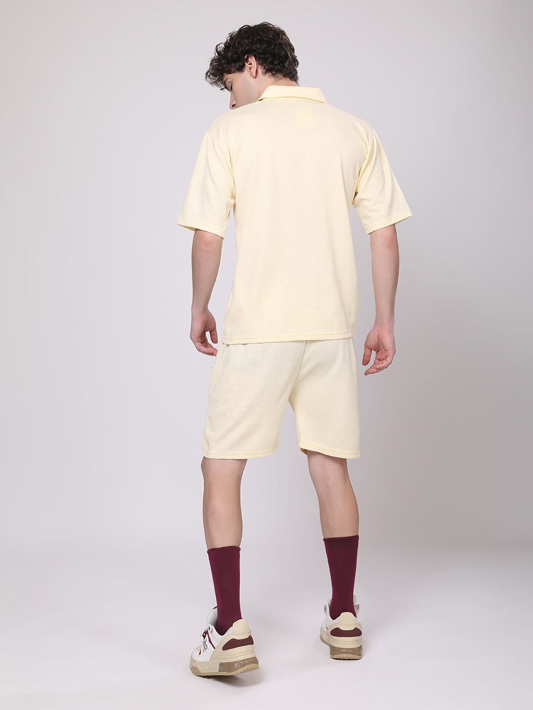 Butter Yellow Half-Zip Polo T-Shirt & Shorts Co-Ord Set