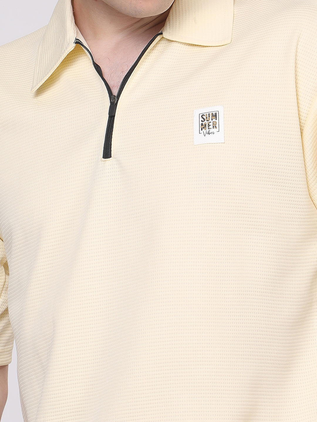 Butter Yellow Half-Zip Polo T-Shirt & Shorts Co-Ord Set