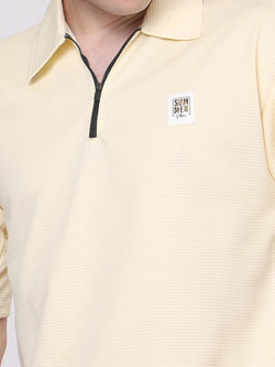 Butter Yellow Half-Zip Polo T-Shirt & Shorts Co-Ord Set