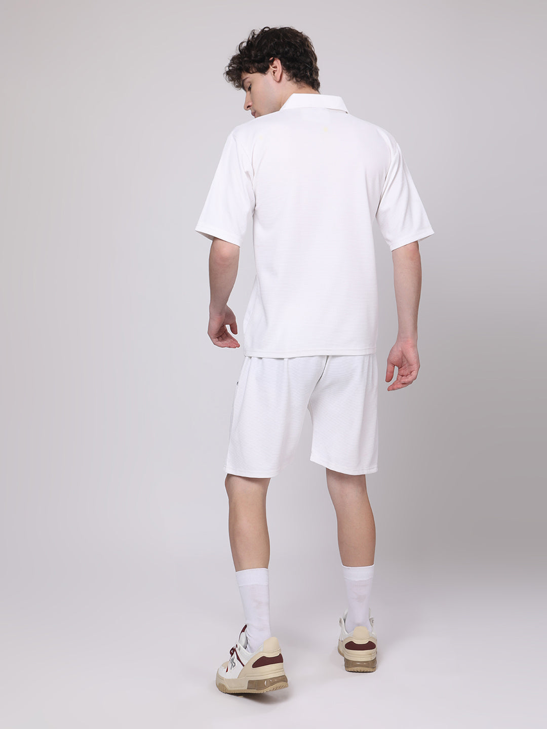 Classic White Half-Zip Polo T-Shirt & Shorts Co-Ord Set