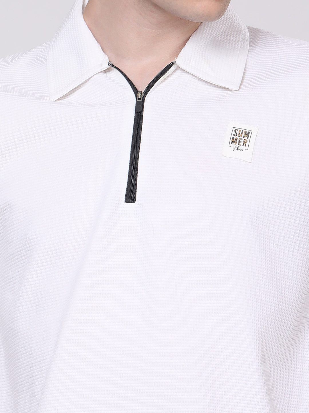 Classic White Half-Zip Polo T-Shirt & Shorts Co-Ord Set