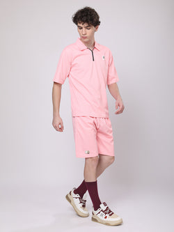 Rose Quartz Half-Zip Polo & Shorts Co-ord Set – Soft & Refreshing