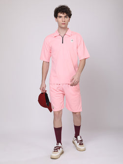 Rose Quartz Half-Zip Polo & Shorts Co-ord Set – Soft & Refreshing