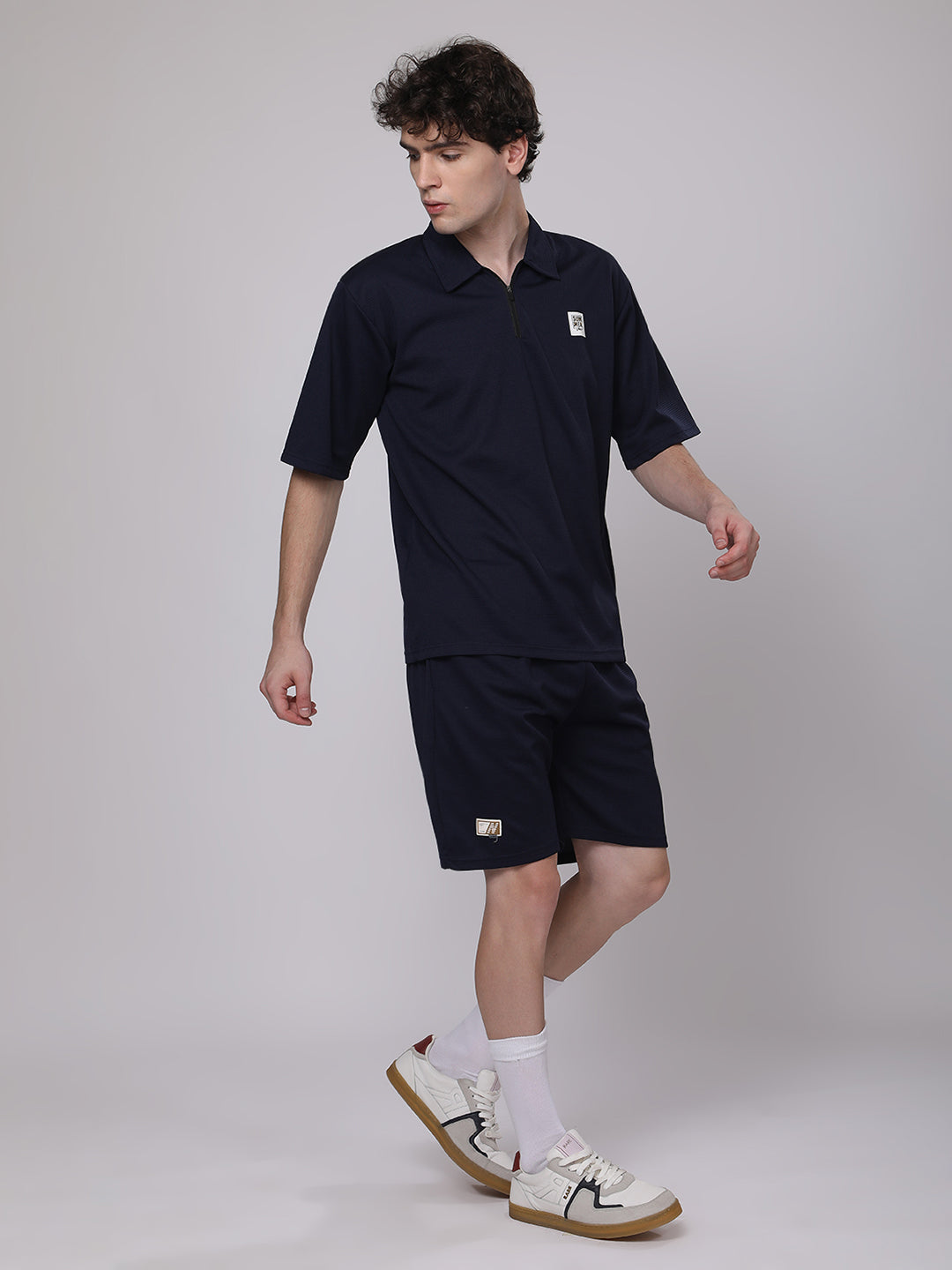 Midnight Navy Half-Zip Polo & Shorts Co-ord Set – Sleek & Sporty