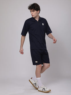 Midnight Navy Half-Zip Polo & Shorts Co-ord Set – Sleek & Sporty