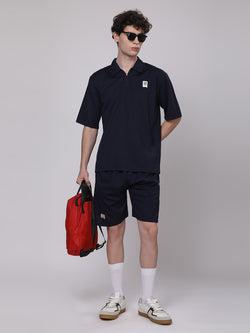 Midnight Navy Half-Zip Polo & Shorts Co-ord Set – Sleek & Sporty