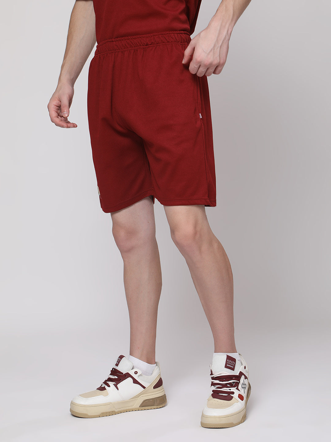 Brick Red Half-Zip Polo T-Shirt & Shorts Co-Ord Set