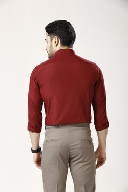 Maroon Formal Cotton-Poly Shirt