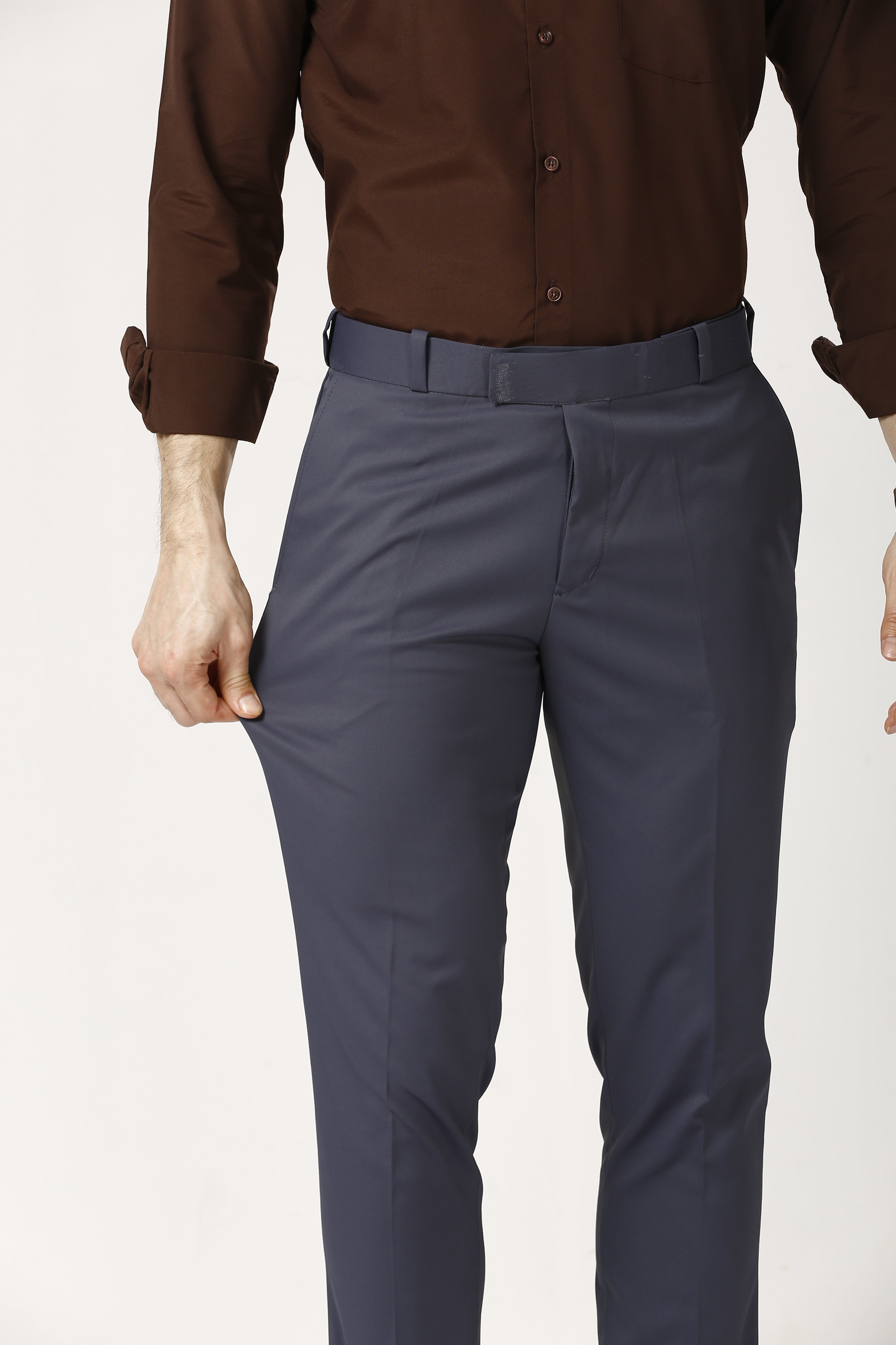 Ship Grey Adjustable Belt Formal Pants