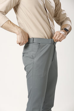 Smokey Grey Adjustable Belt Formal Pants