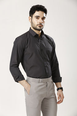 Charcoal Formal Cotton-Poly Shirt