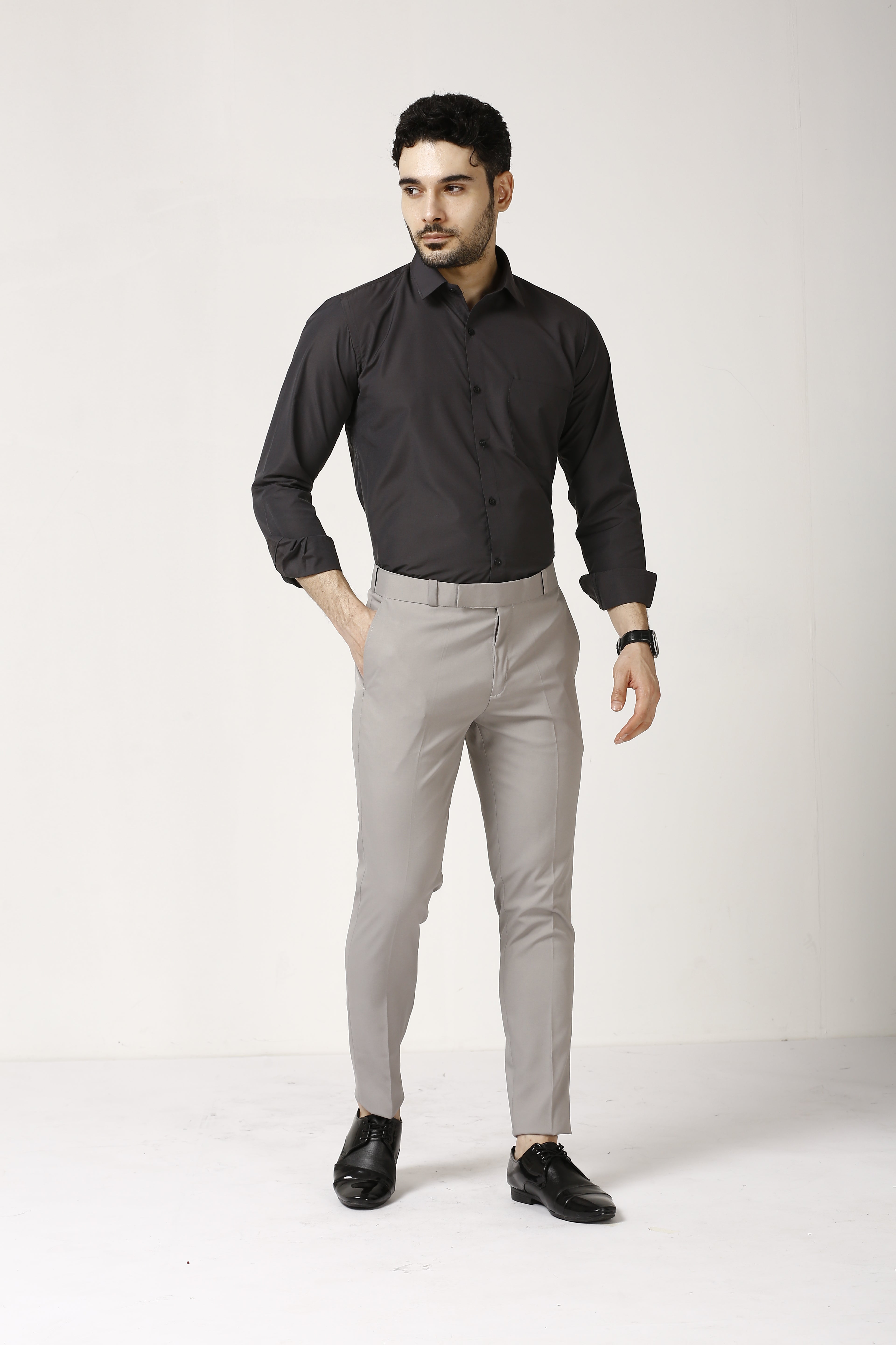 Charcoal Formal Cotton-Poly Shirt