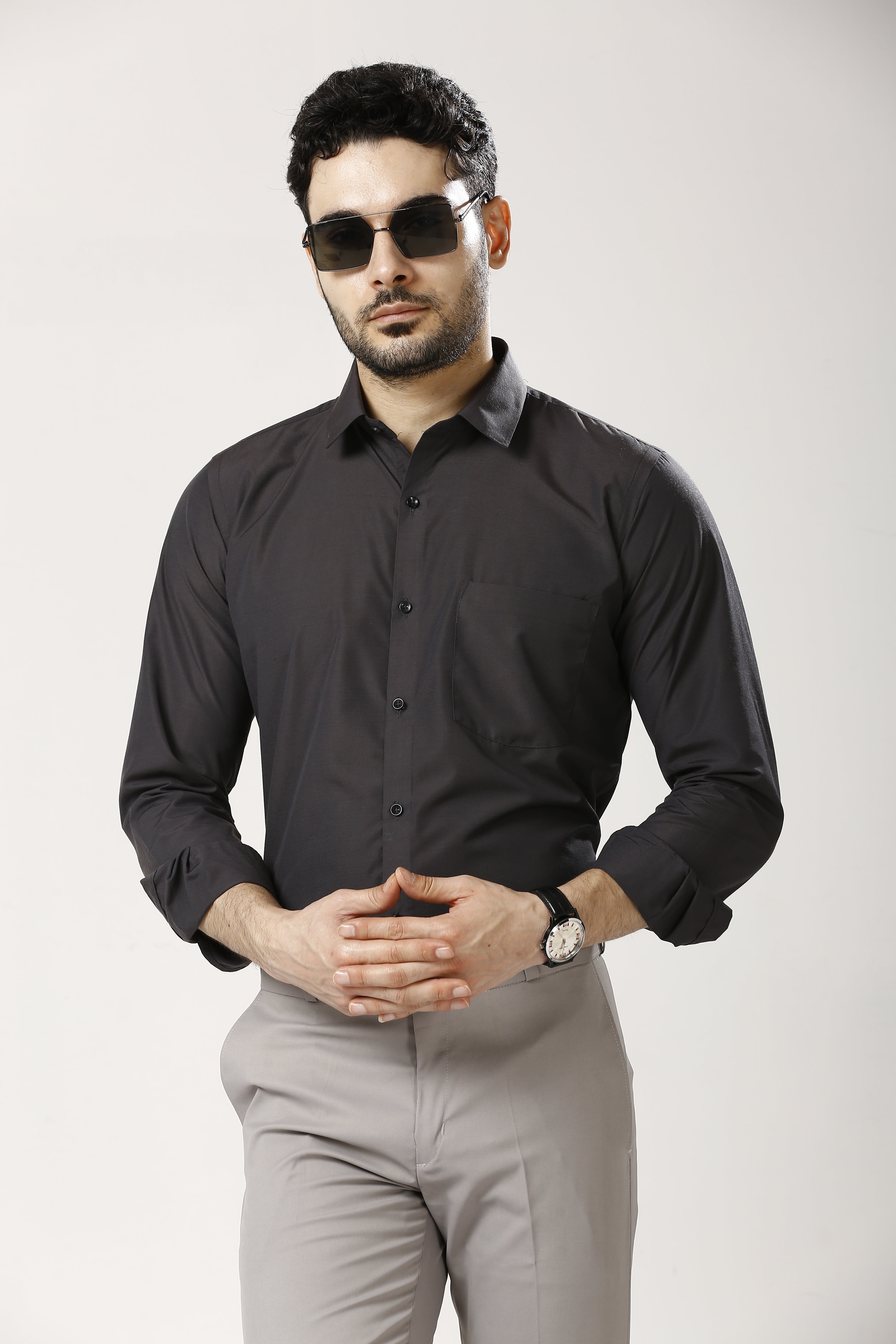 Charcoal Formal Cotton-Poly Shirt