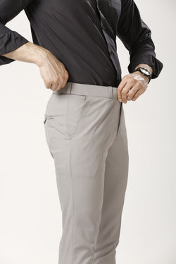 Pale Silver Adjustable Belt Formal Pants