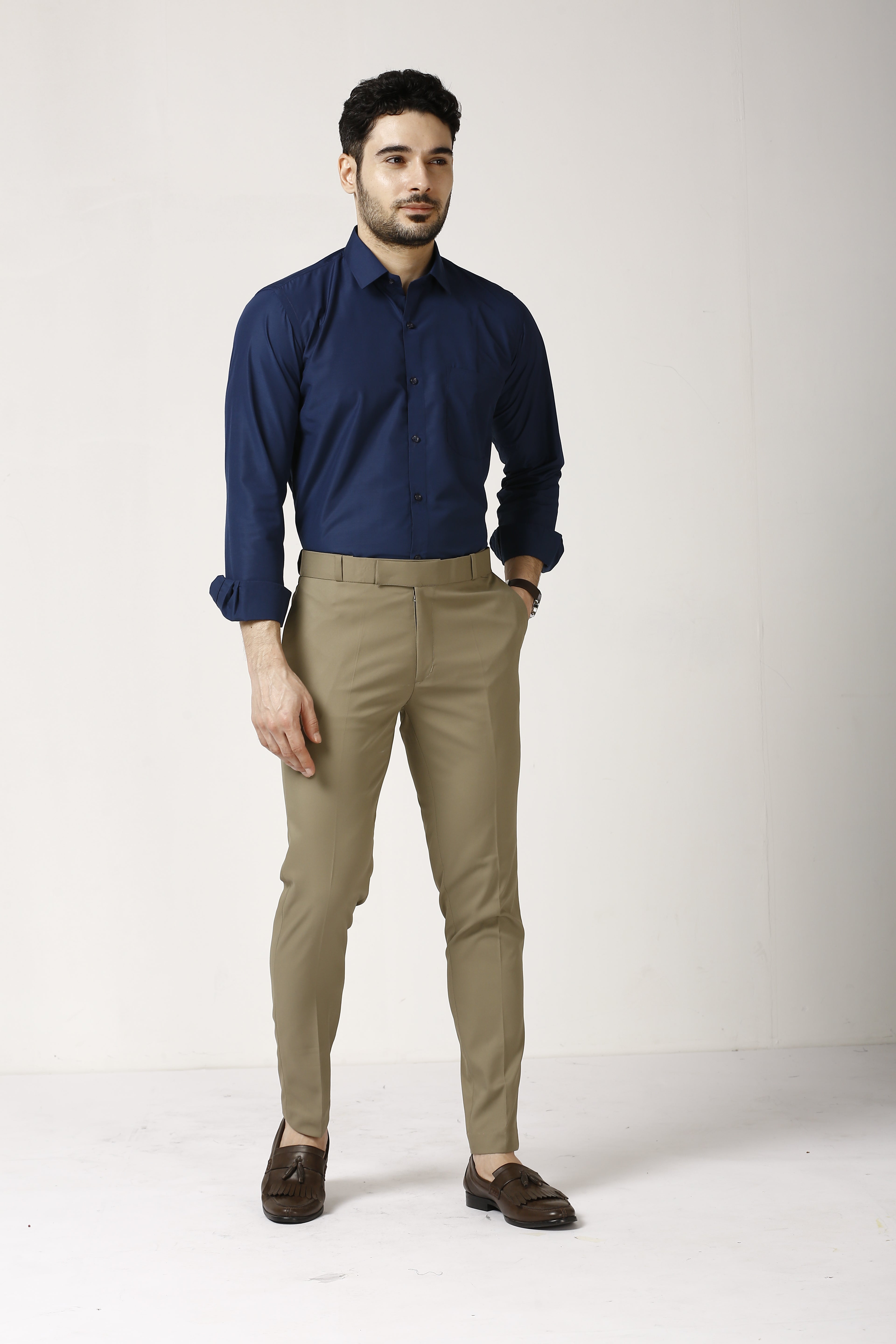 Navy Blue Formal Cotton-Poly Shirt