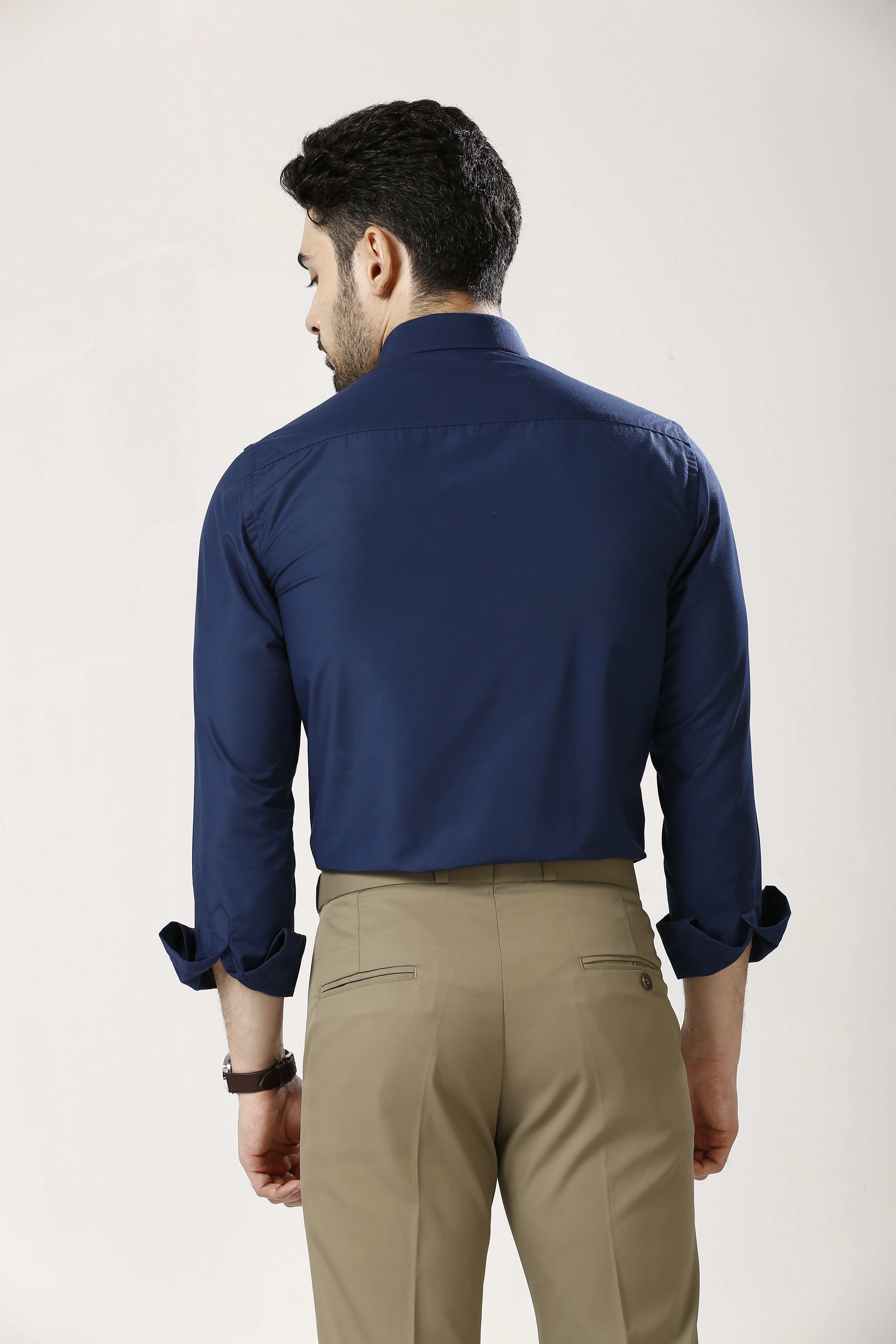 Navy Blue Formal Cotton-Poly Shirt