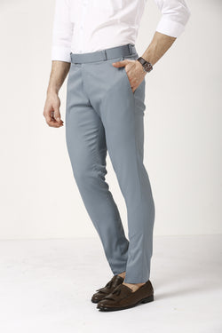 Slate Gray Adjustable Belt Formal Pants