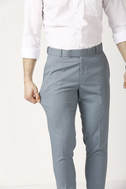 Slate Gray Adjustable Belt Formal Pants