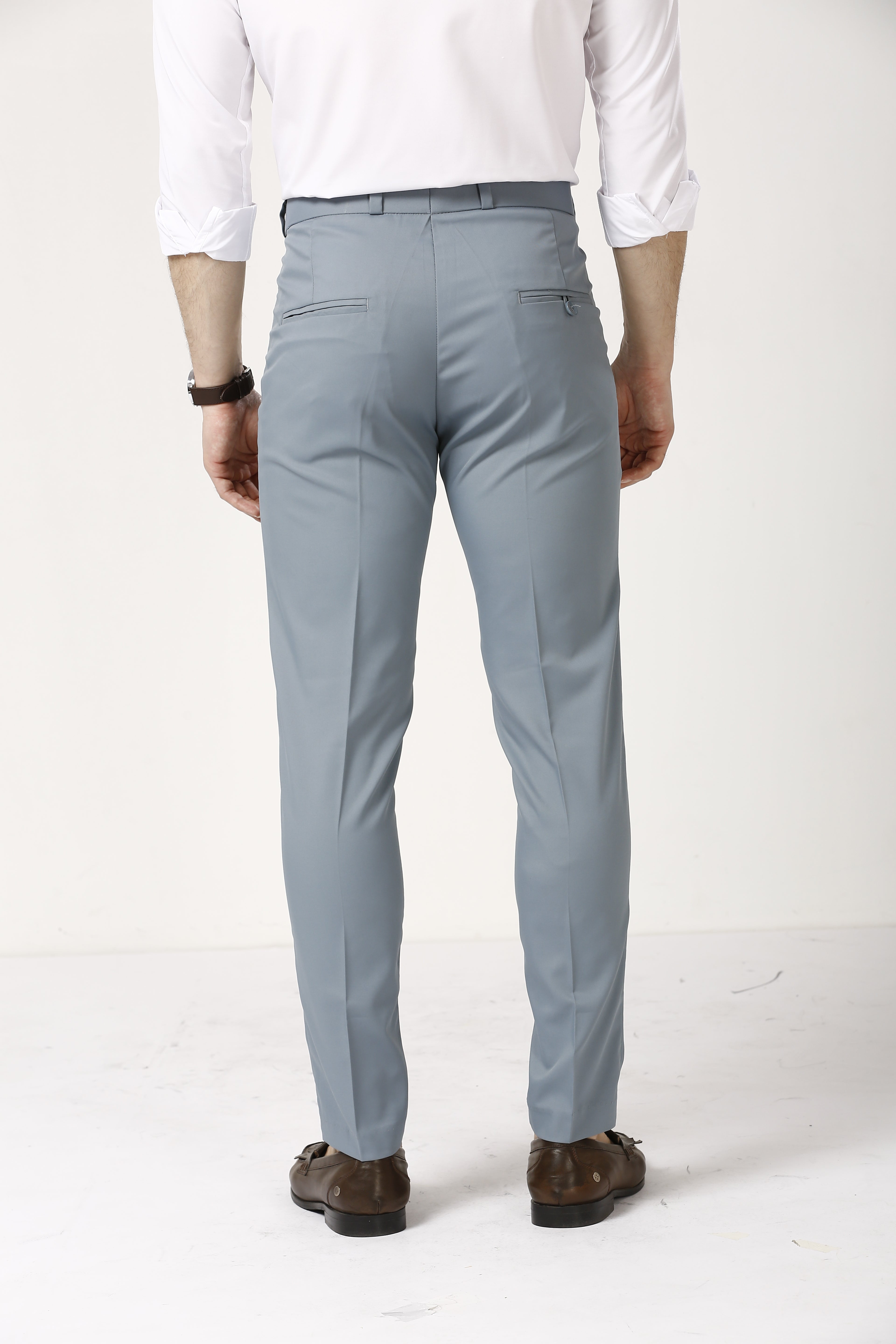 Slate Gray Adjustable Belt Formal Pants