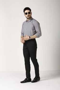 Grey Formal Cotton-Poly Shirt