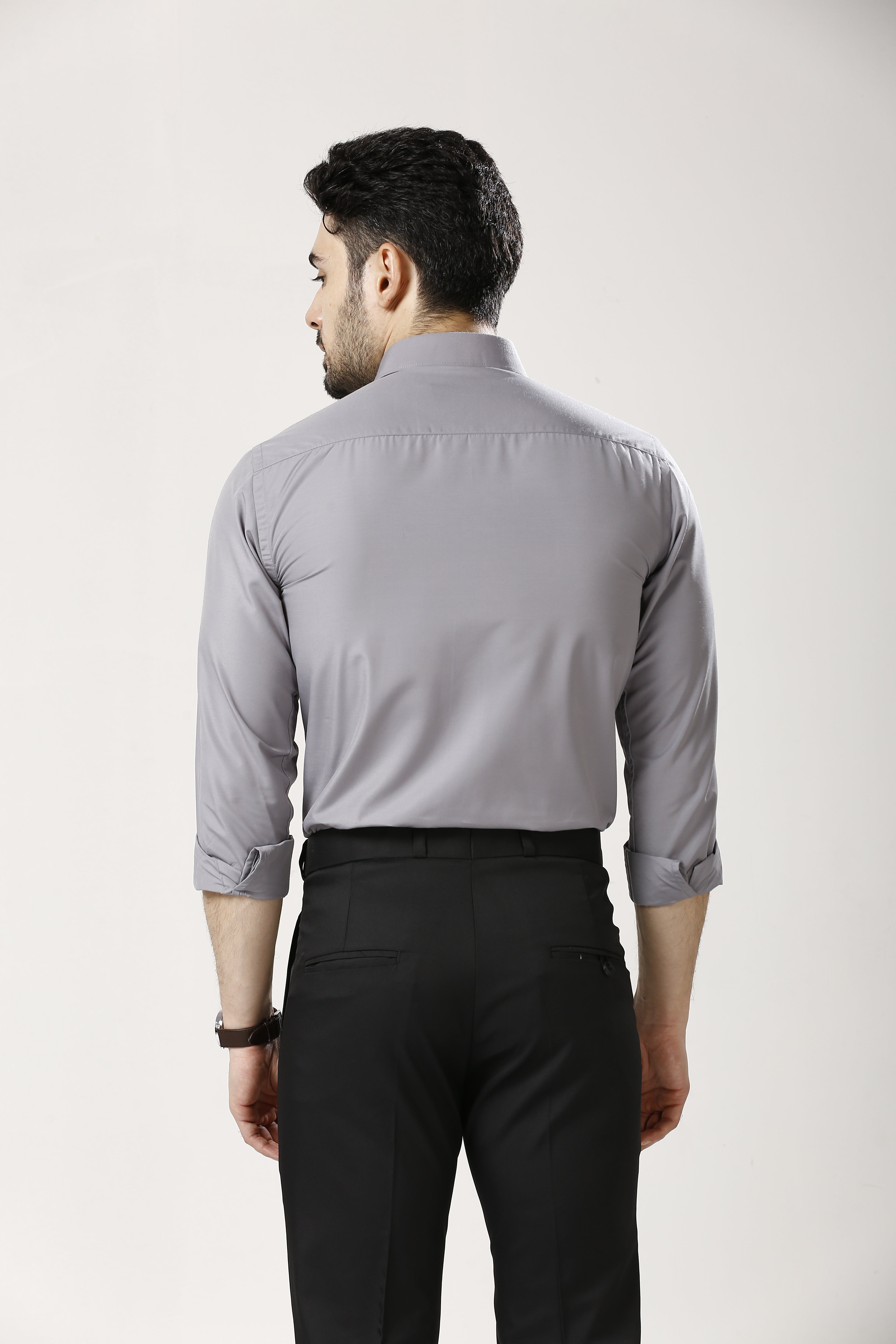 Grey Formal Cotton-Poly Shirt