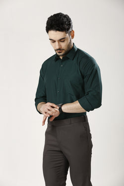 Dark Green Formal Cotton-Poly Shirt