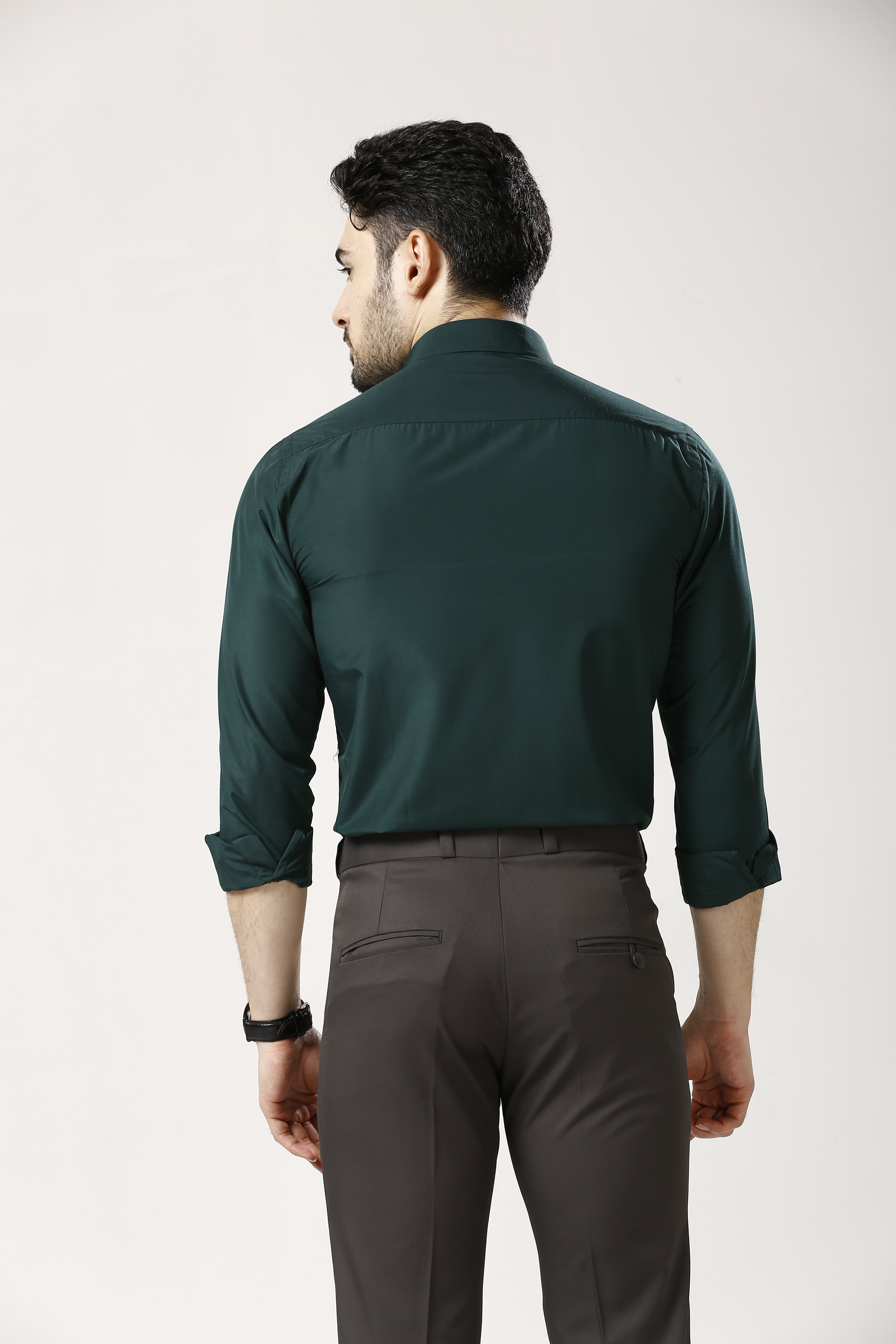 Dark Green Formal Cotton-Poly Shirt