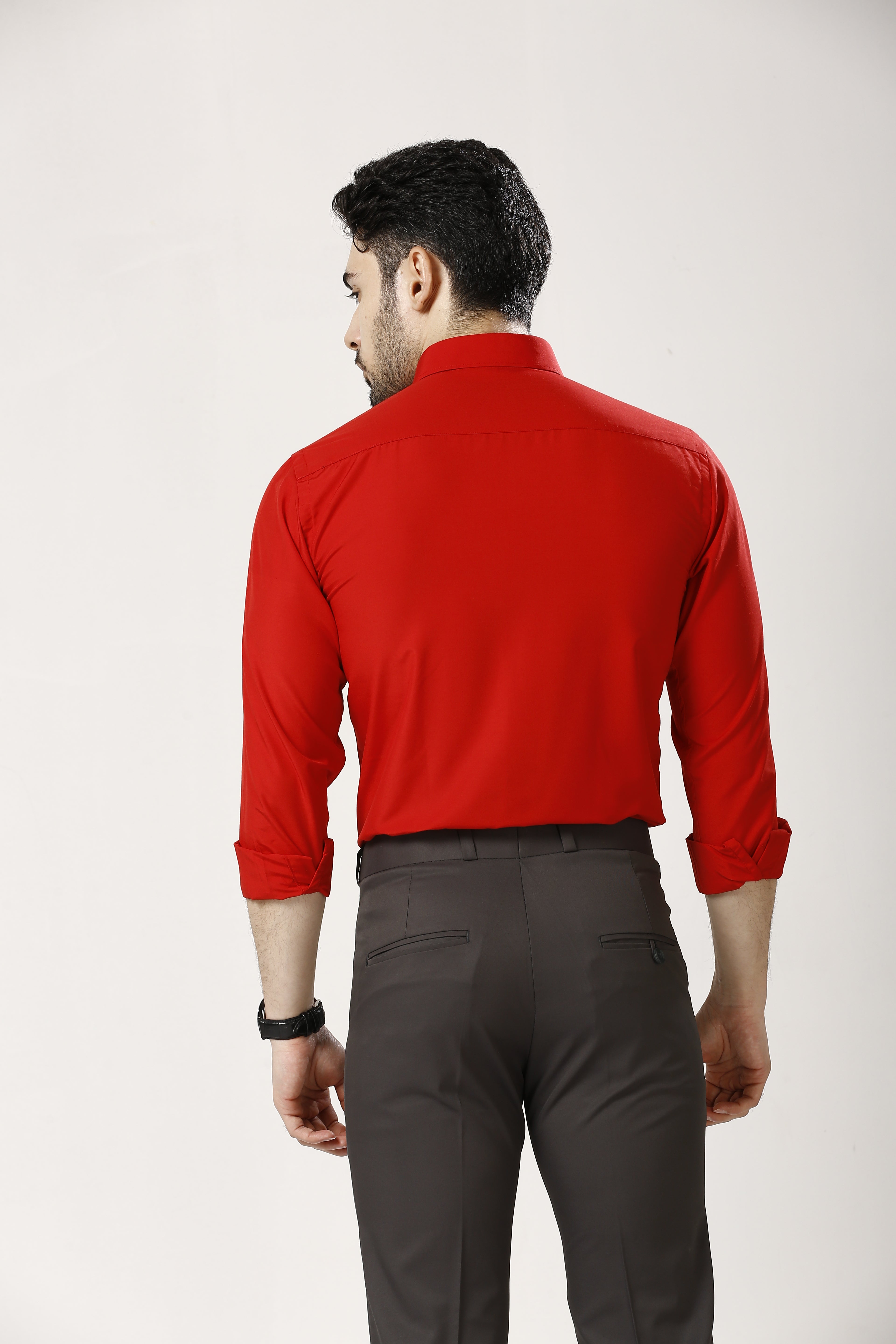 Red Formal Cotton-Poly Shirt