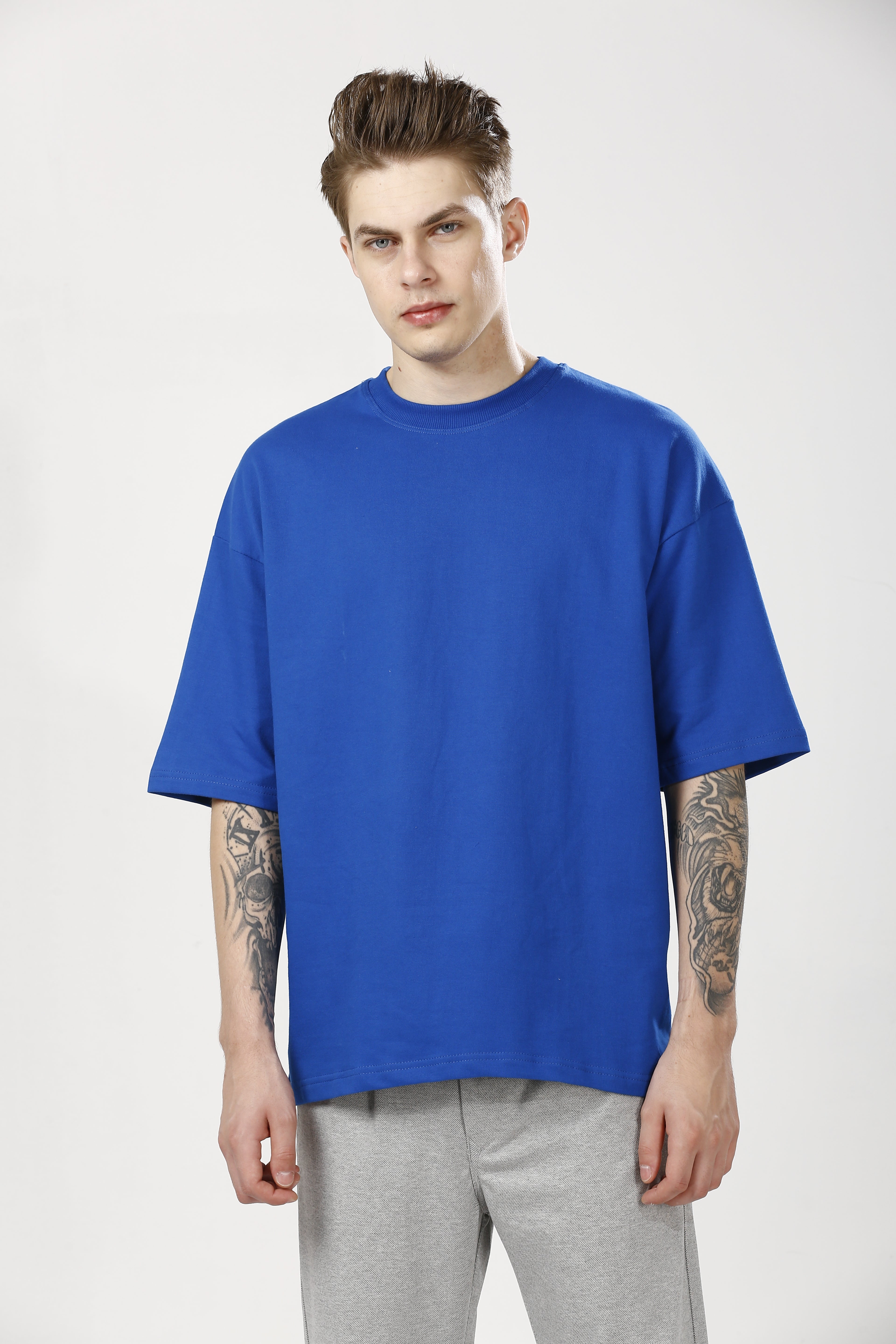 Oversized Blue Cotton T-Shirt