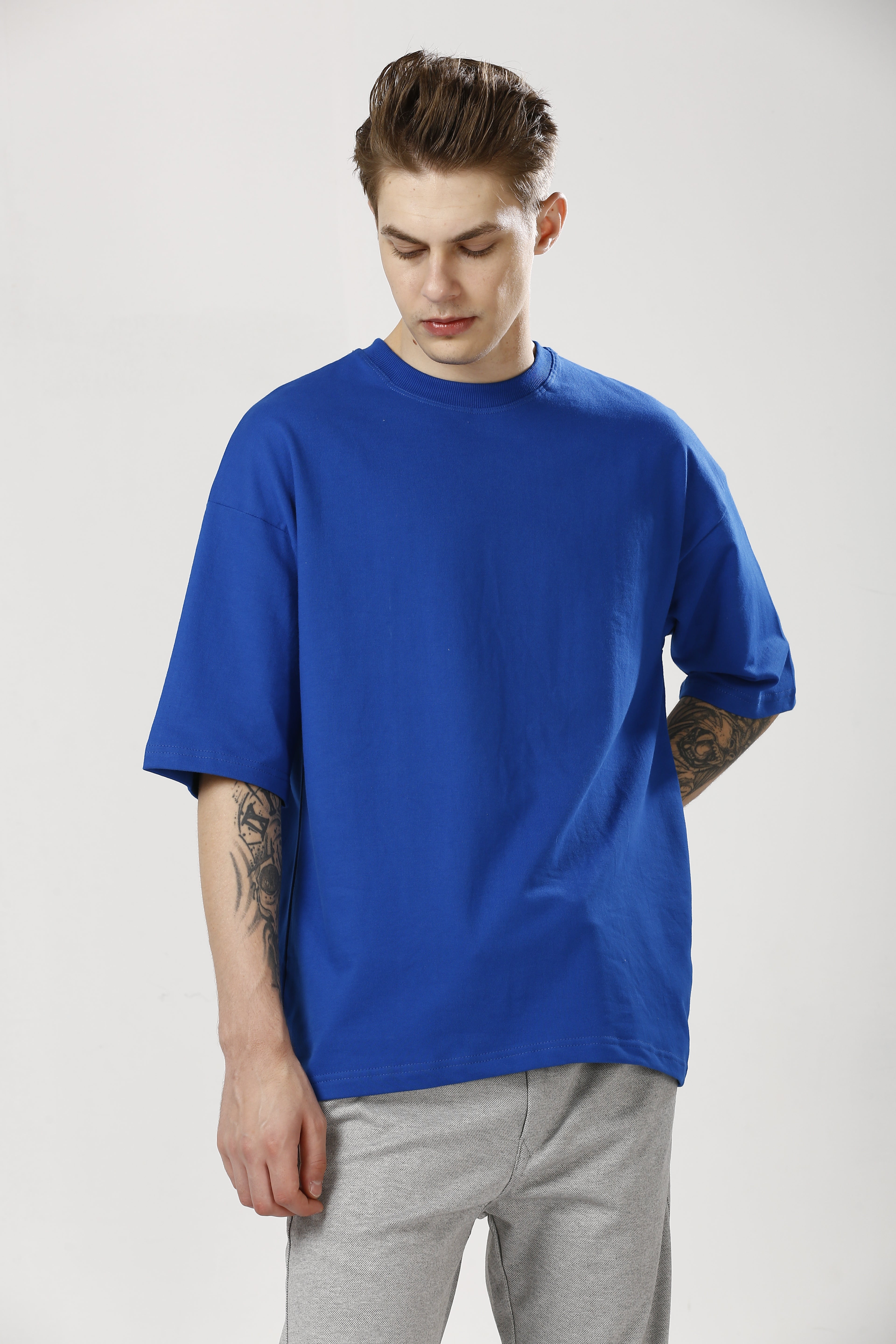 Oversized Blue Cotton T-Shirt