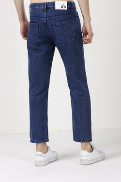 Stylish Dark Blue Baggy Plain Jeans