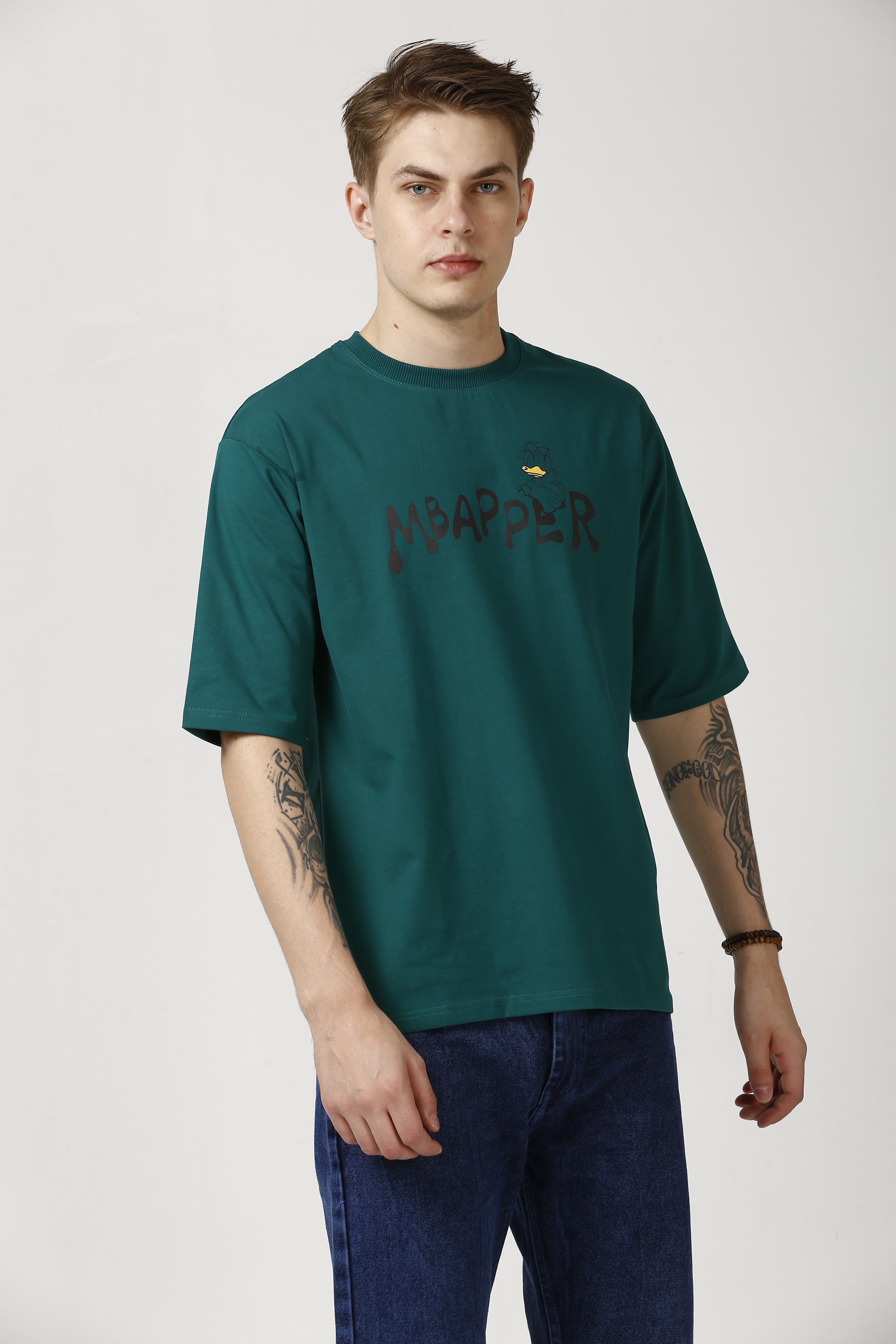 Oversized Teal Green Cotton T-Shirt