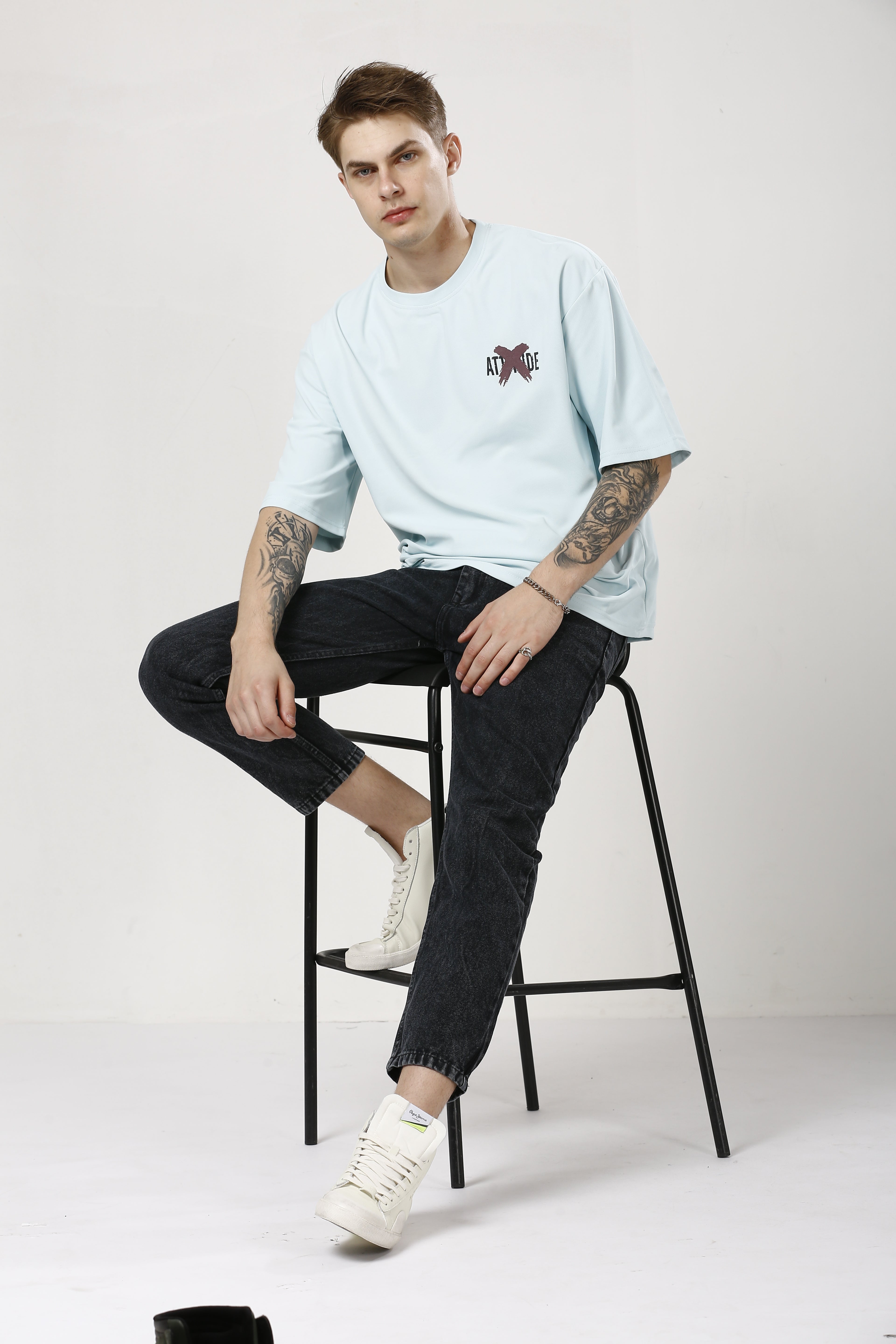 Oversized Aqua Haze Cotton T-Shirt