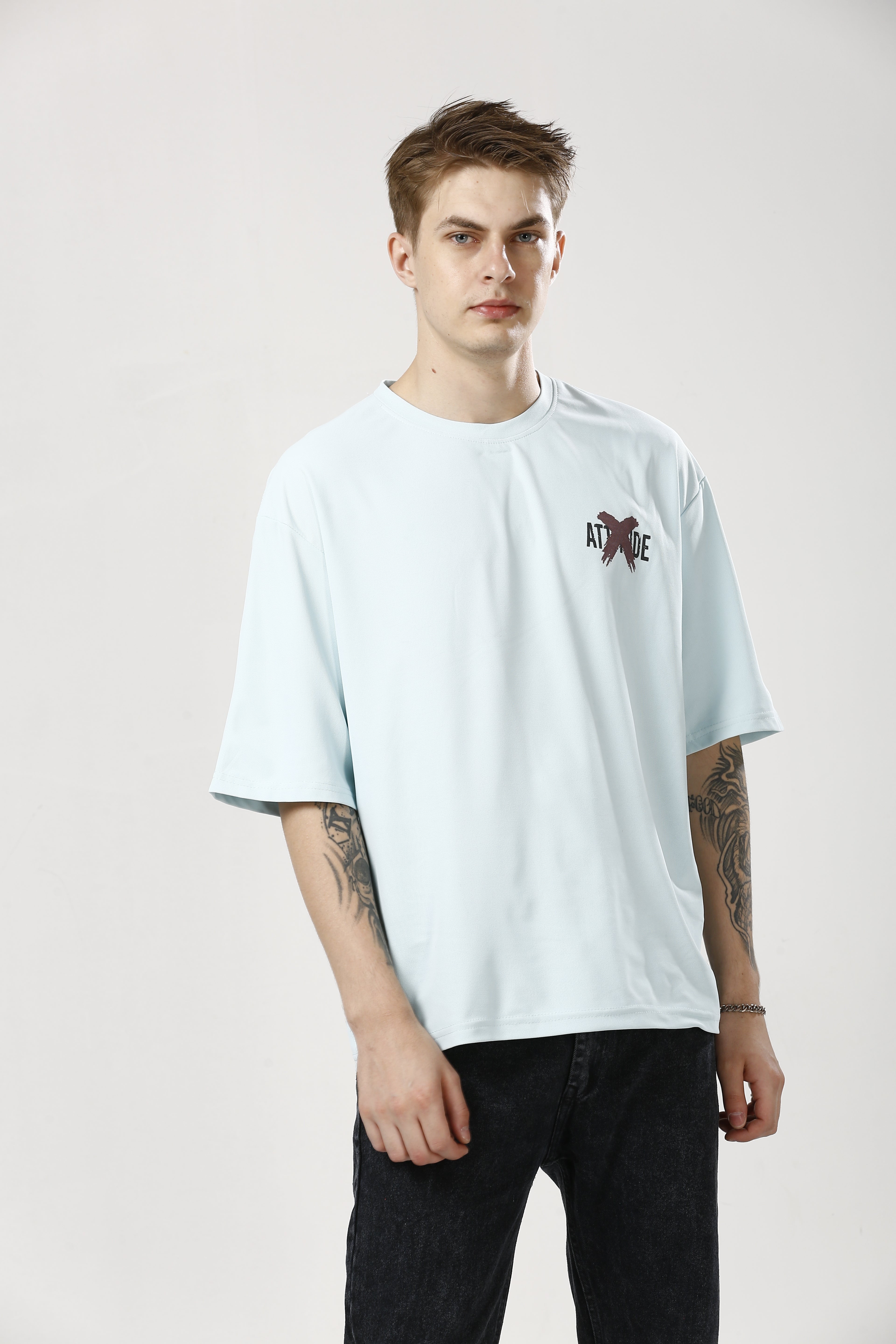 Oversized Aqua Haze Cotton T-Shirt