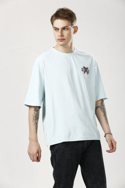 Oversized Aqua Haze Cotton T-Shirt