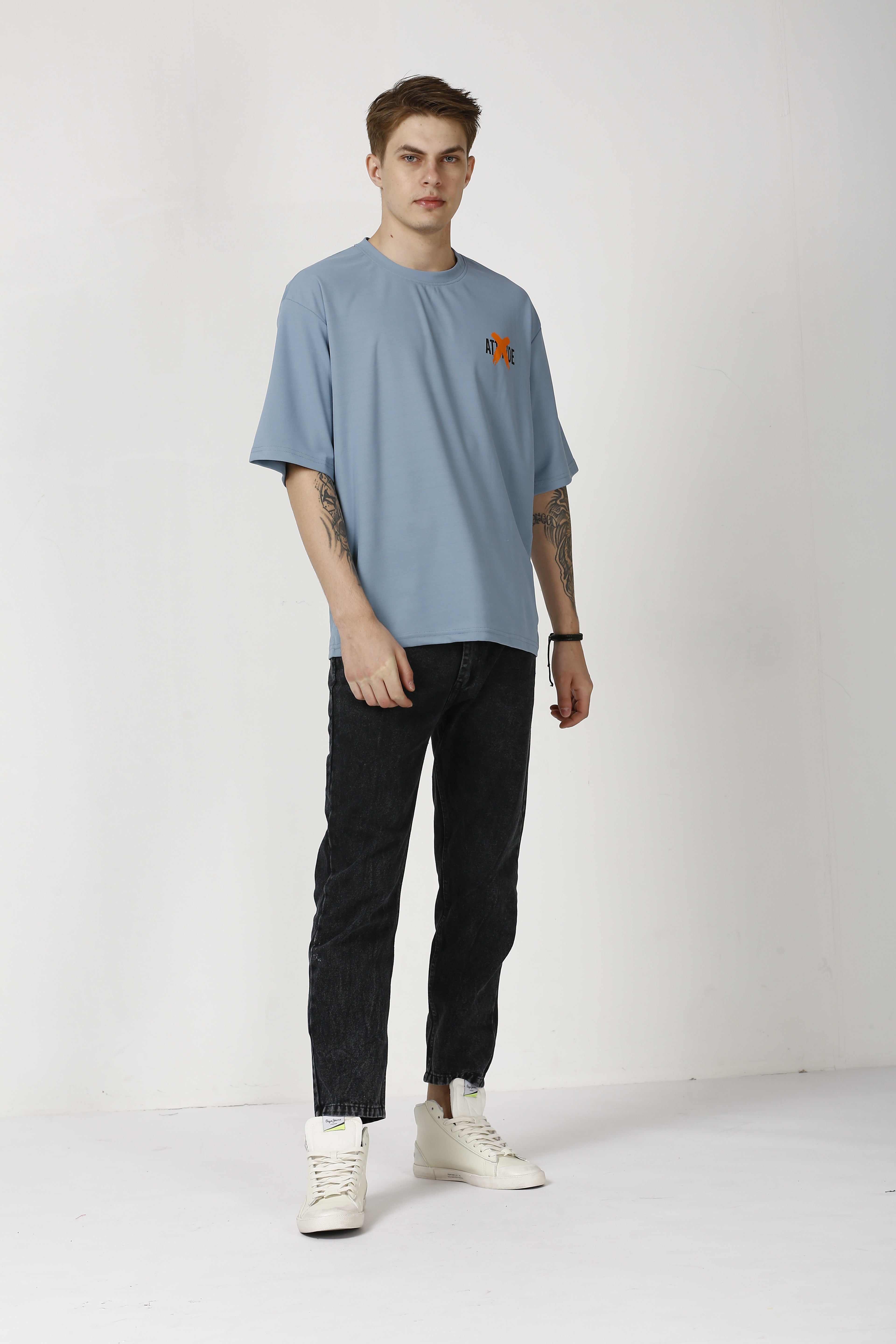 Oversized Slate Grey Cotton T-Shirt