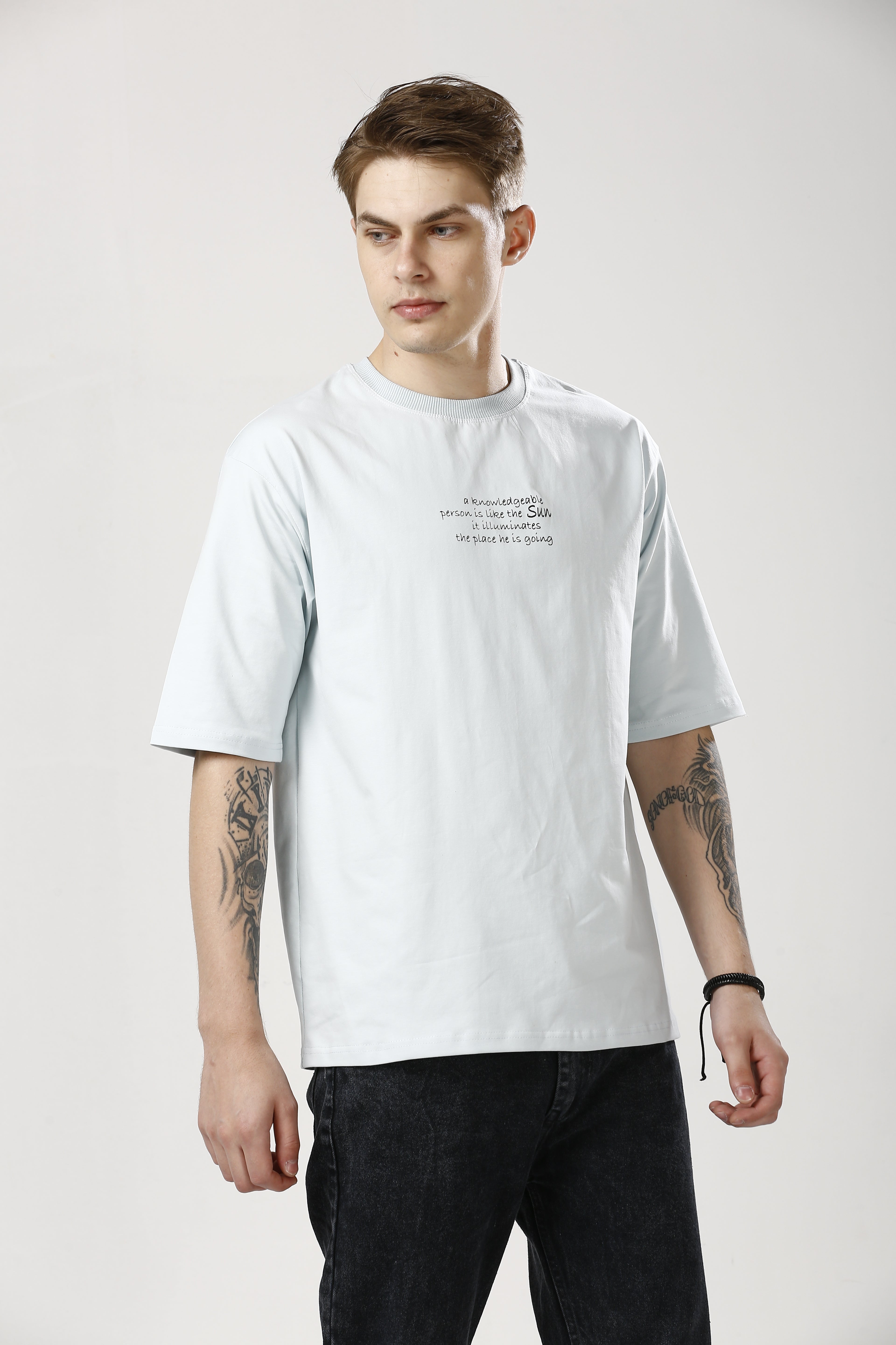 Oversized Aqua Haze Cotton T-Shirt
