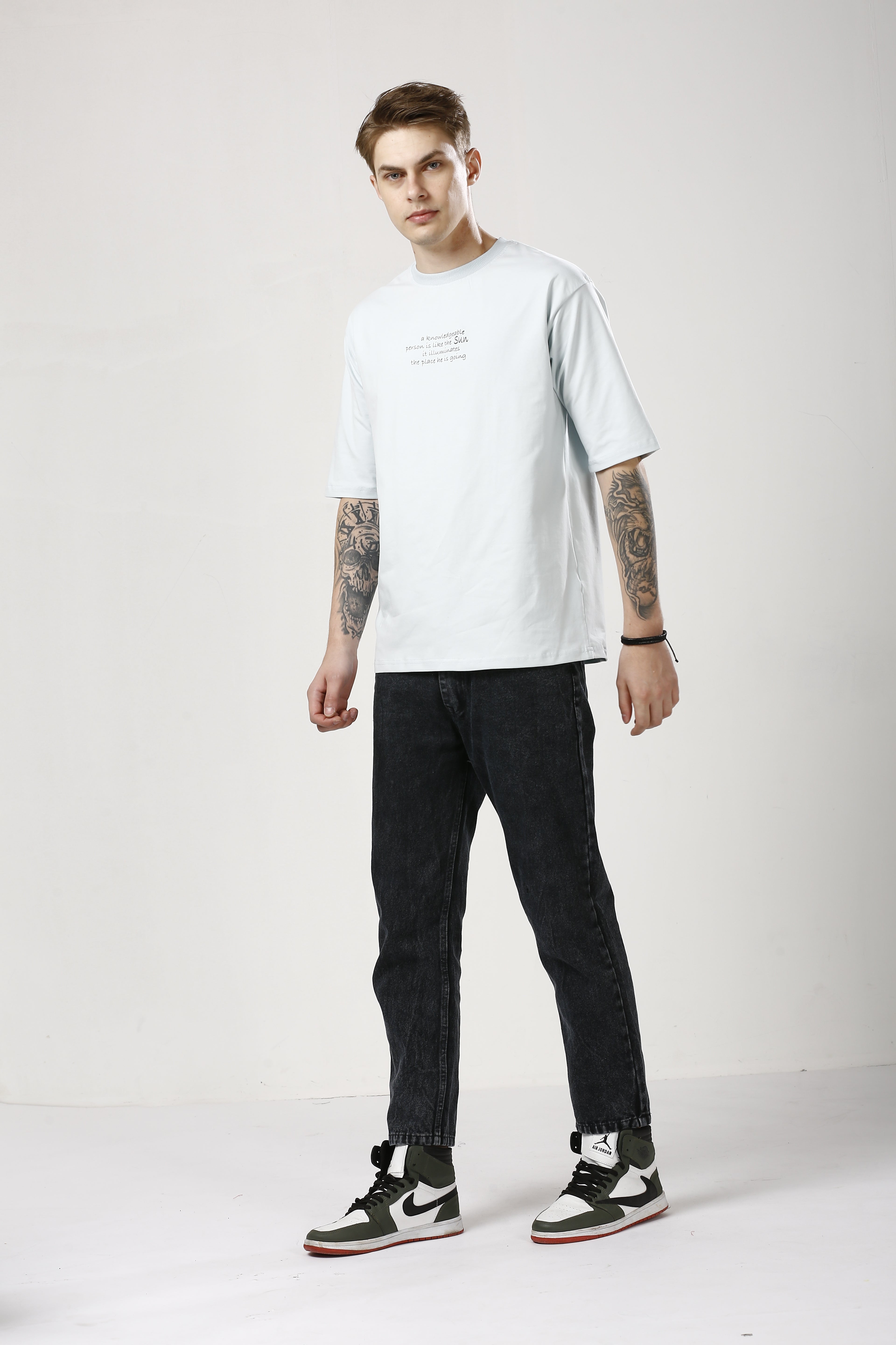 Oversized Aqua Haze Cotton T-Shirt