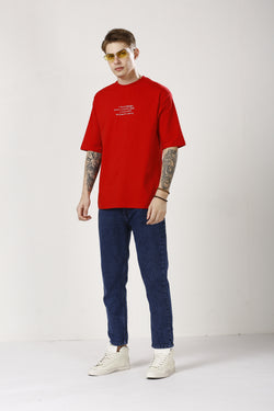 Oversized Red Cotton T-Shirt