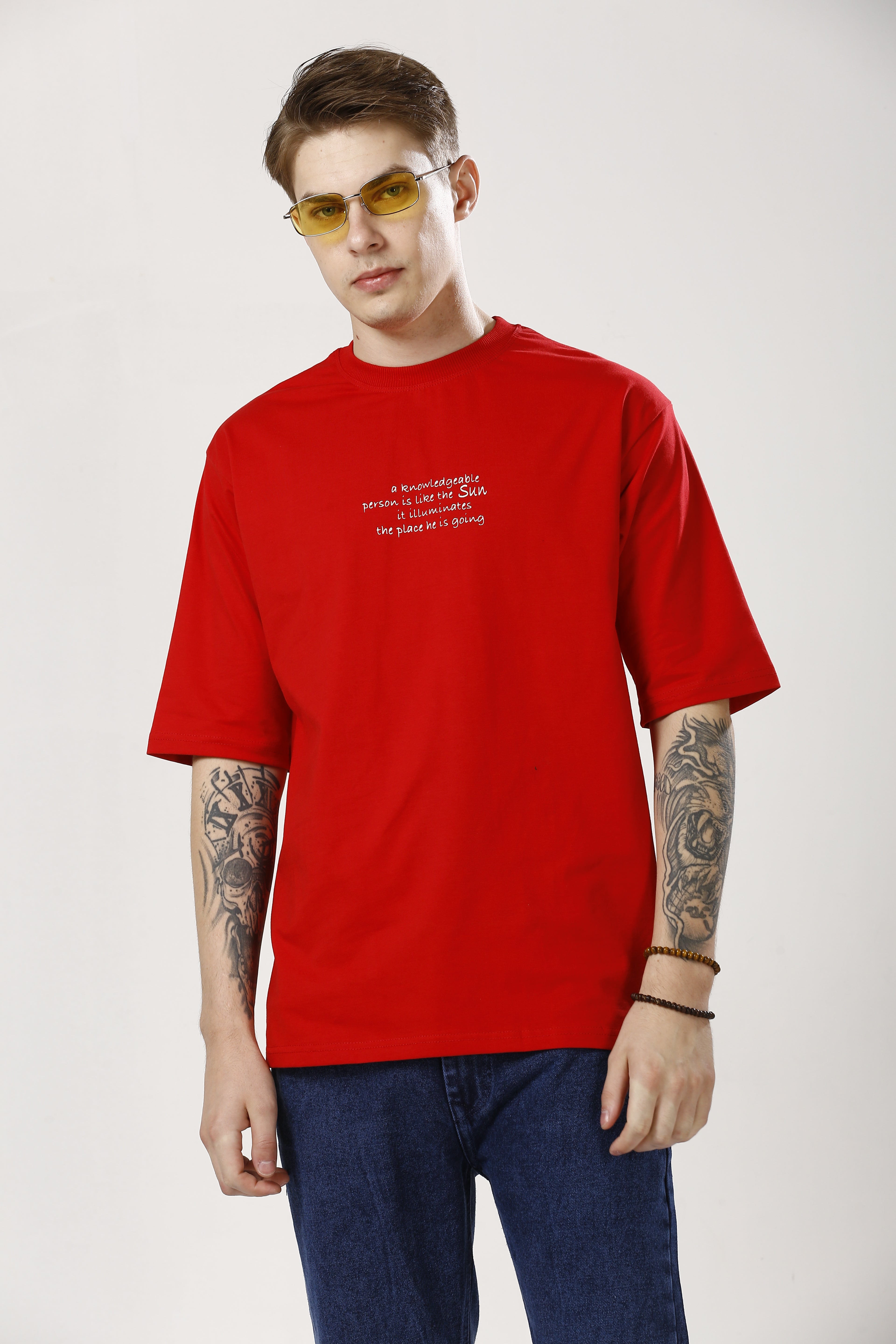 Oversized Red Cotton T-Shirt