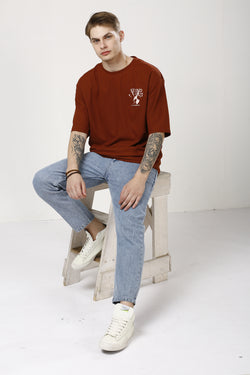 Oversized Red Wood Cotton T-Shirt