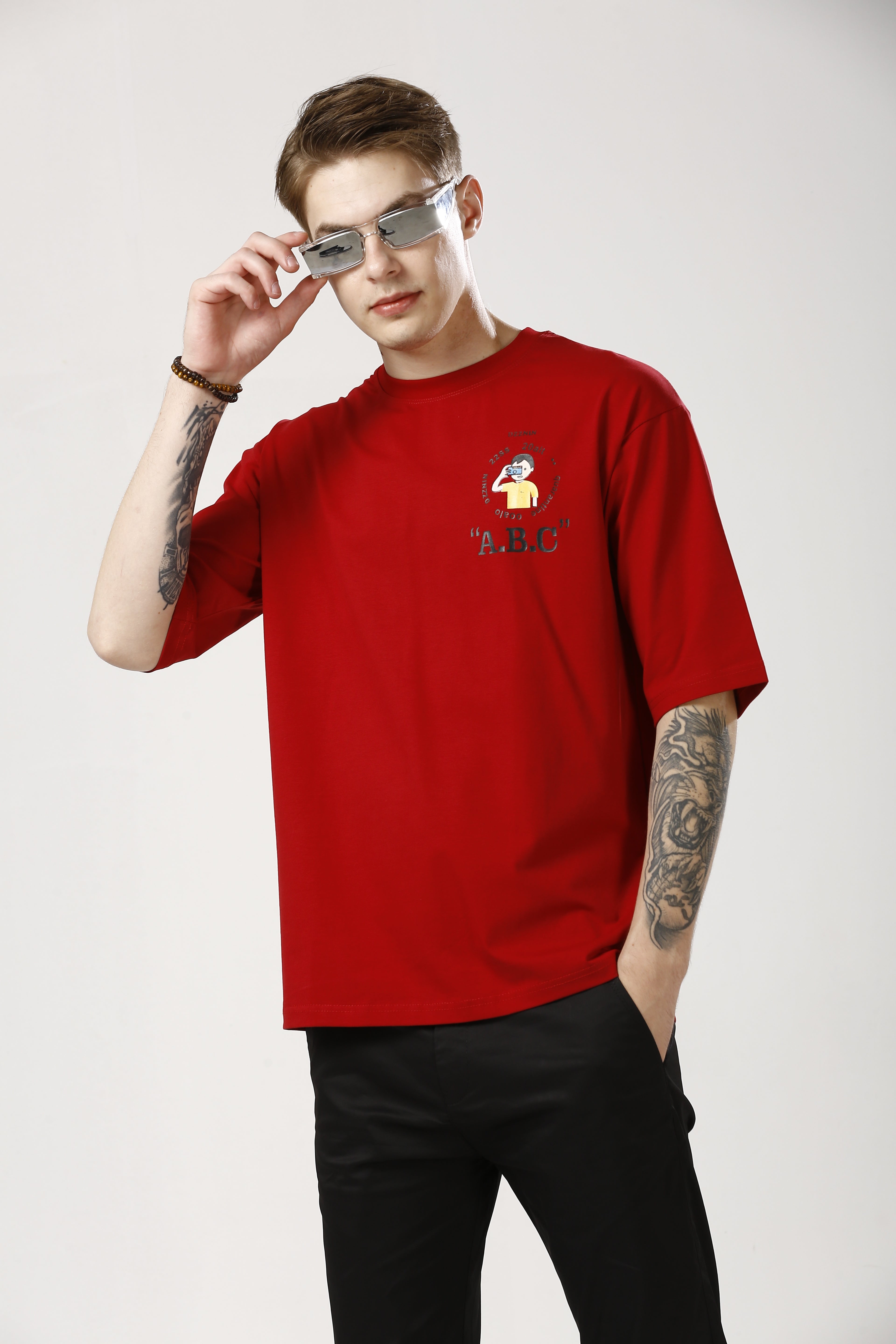 Oversized Red Cotton T-Shirt