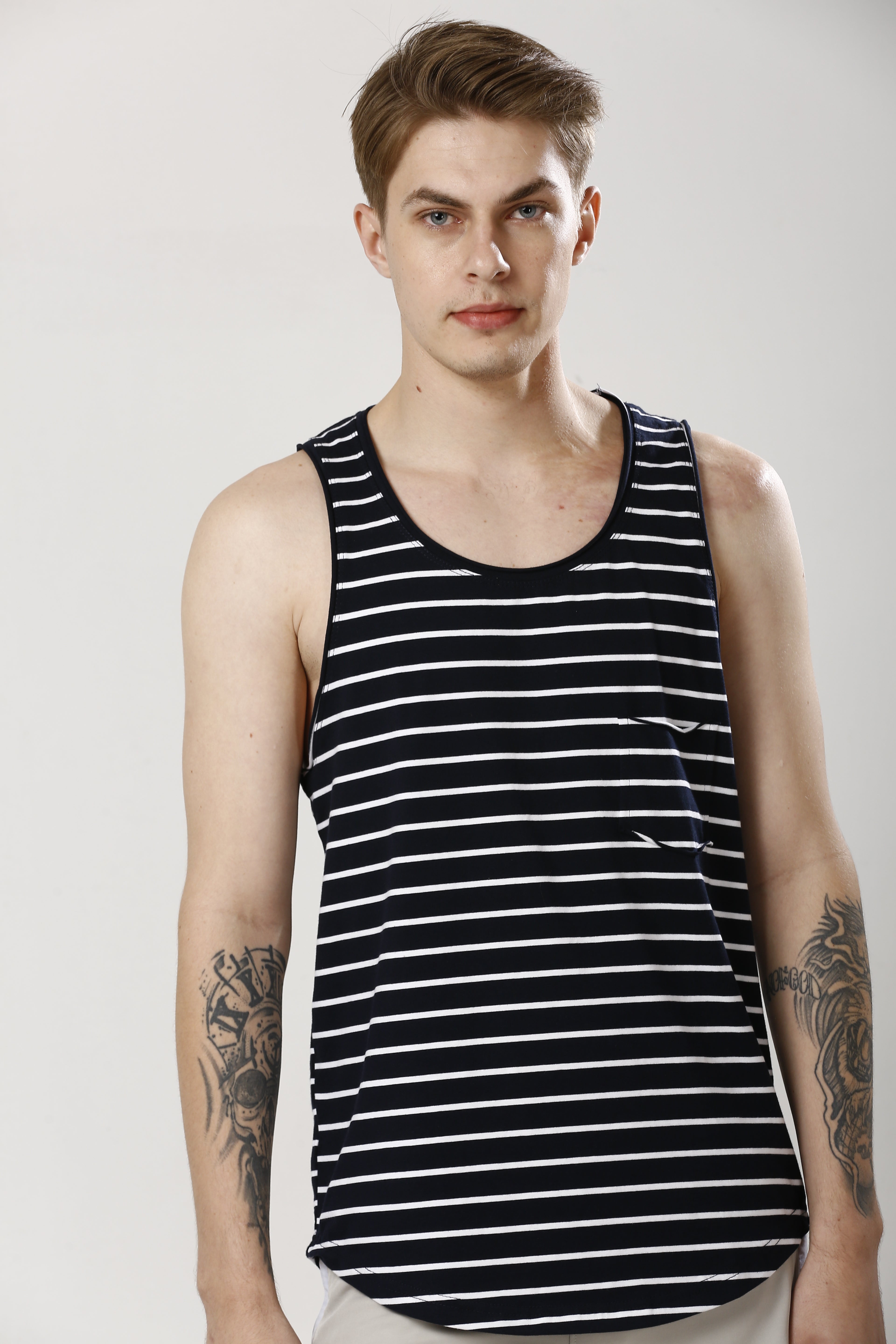 Black Thick Striped Sando