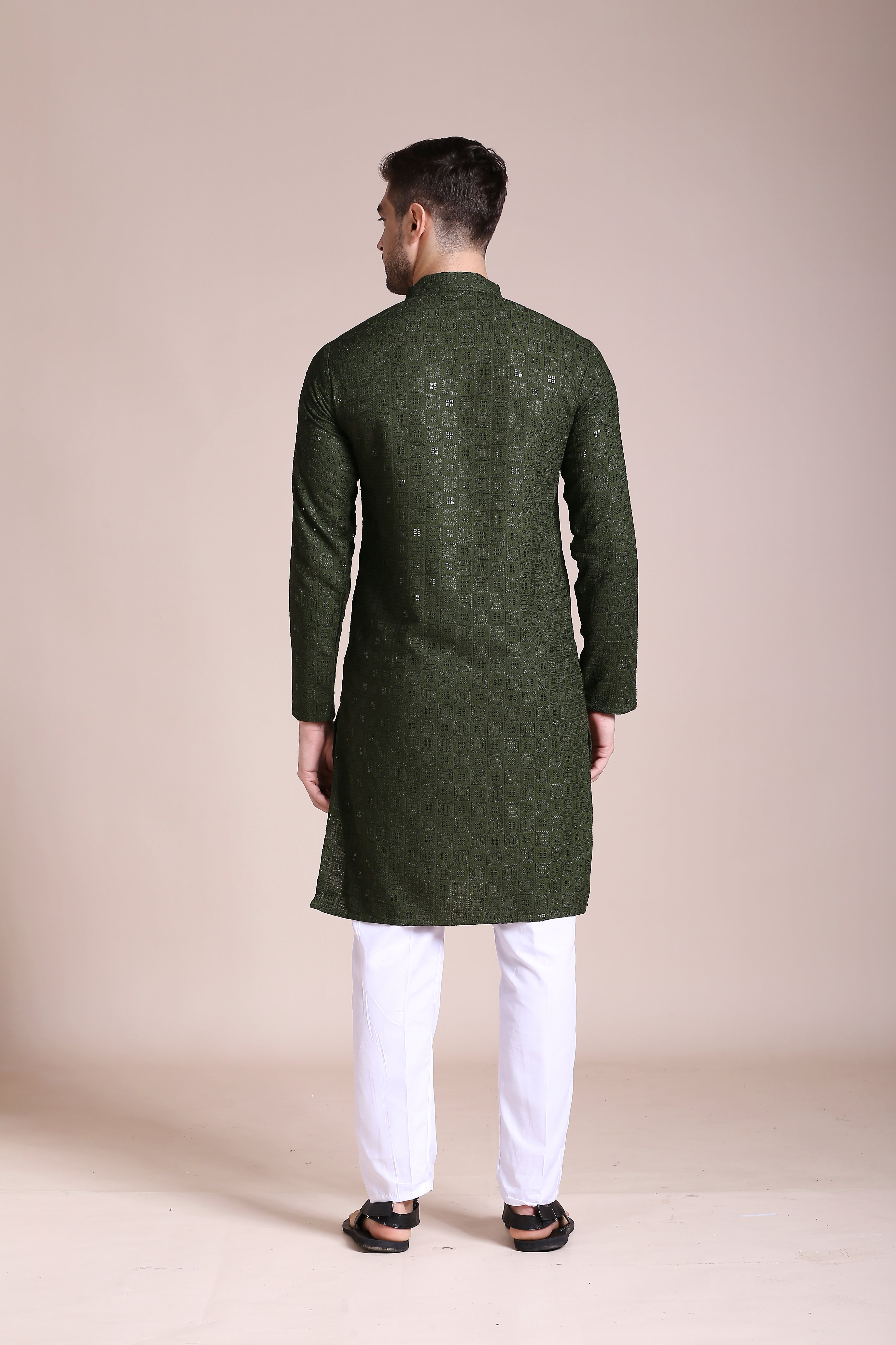 Green Square Mosaic Chikankari Kurta Set