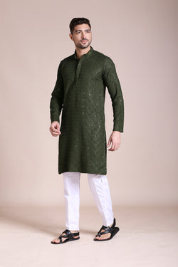 Green Square Mosaic Chikankari Kurta Set