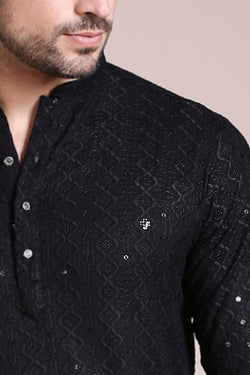 Black Diamond Chikankari Kurta Set