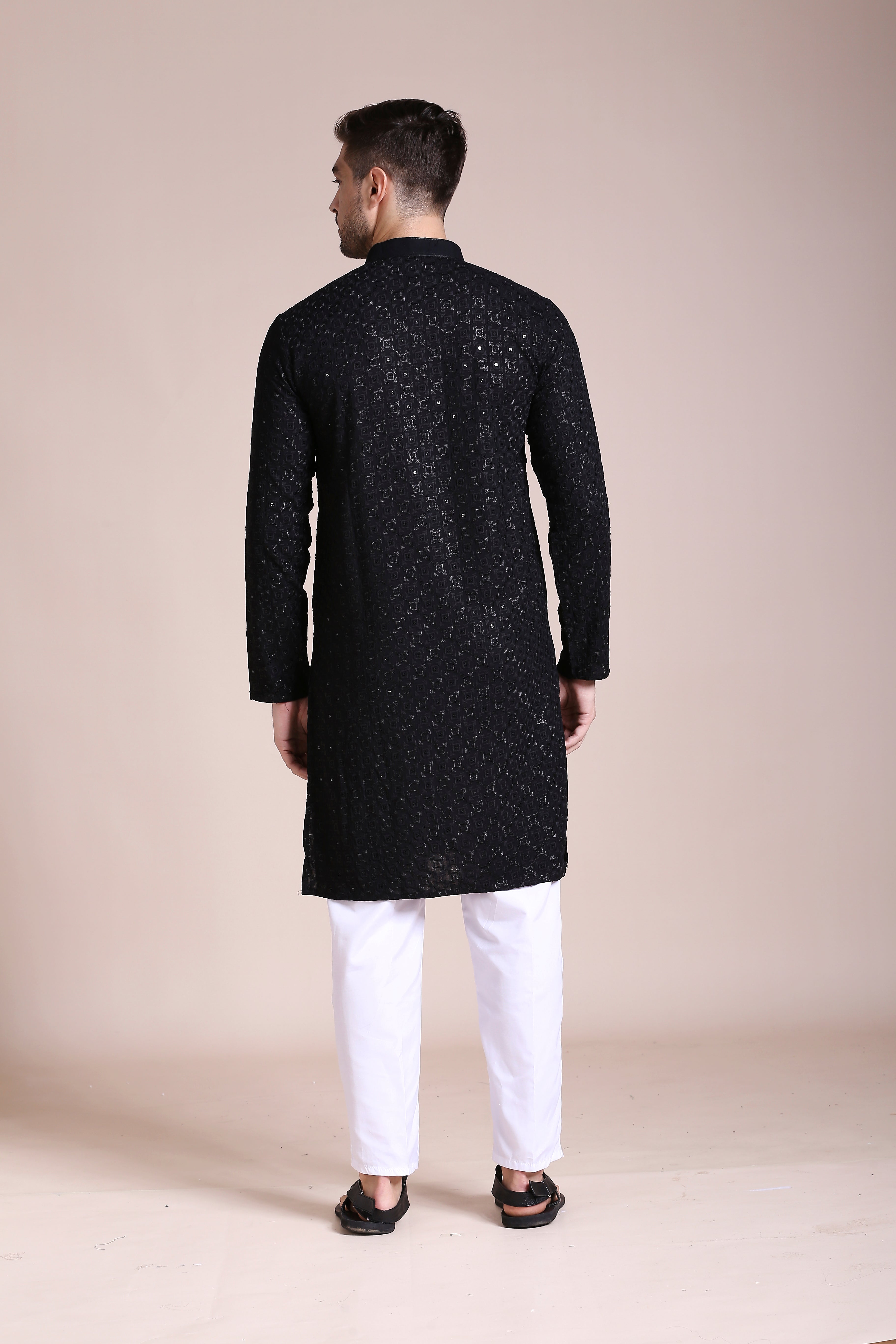 Black Starlit Chikankari Kurta Set